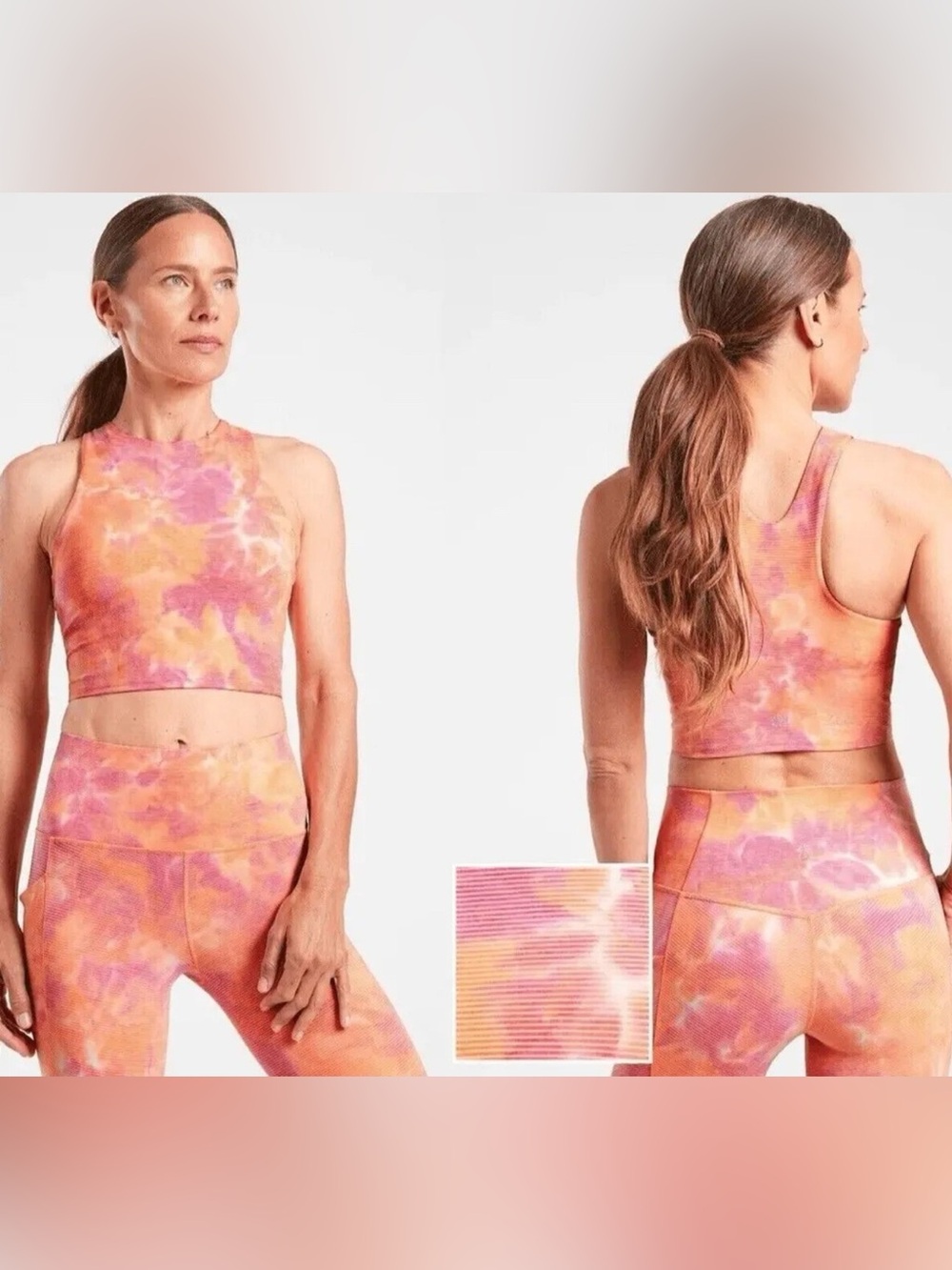 Athleta Conscious Crop Tank with Built in Bra A-C in Textured Pattern